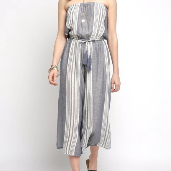 Juniper Blu Striped Strapless Jumpsuit - Picture 2 of 10